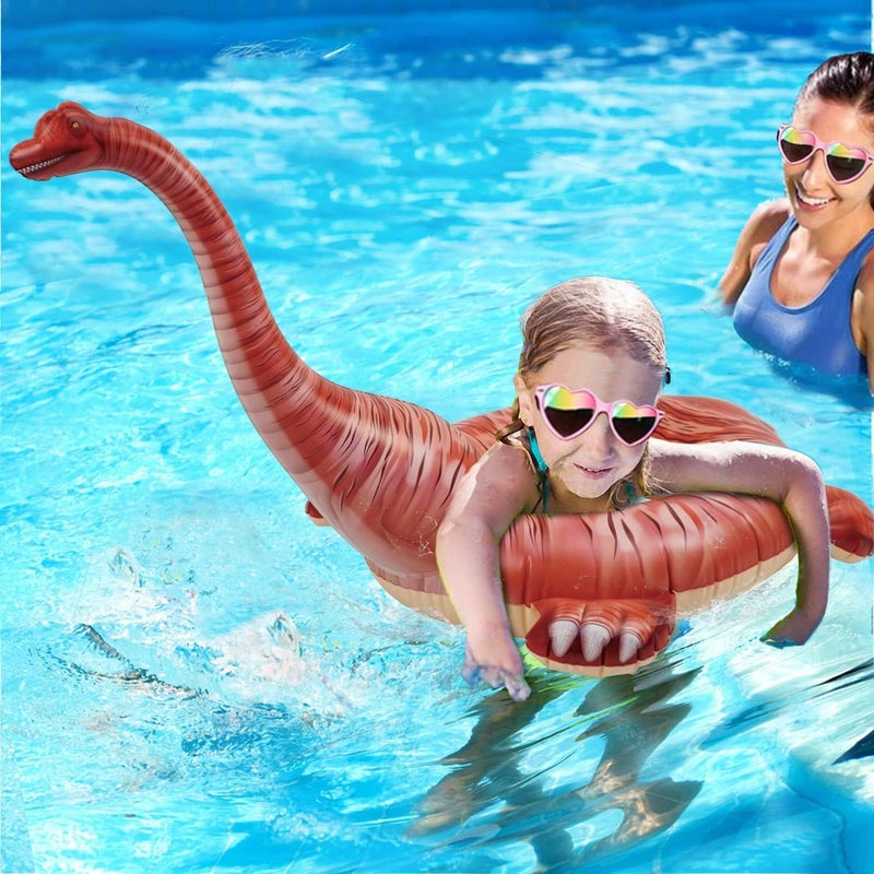 HOHQB Lifelike Inflatable Dinosaur Pool Floats Raptor Brachiosaurus Pool Float Triceratops floaties Swimming Ring Tube Water for Kids Variety to Choose from - Image 1